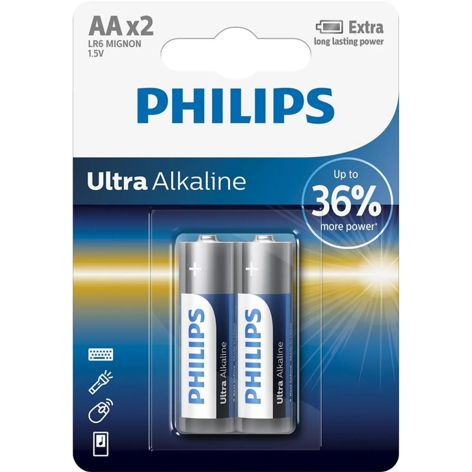 Батарейка Philips Ultra Alkaline AA BLI 2 UA